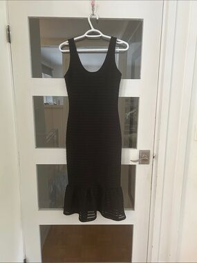 Twenty Black Sleeveless Scoop Midi Dress with Ruffle Hem